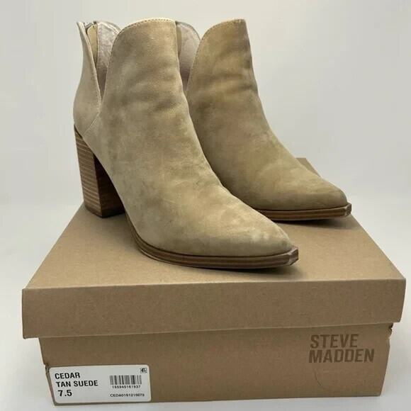 Steve Madden Cedar Tan Suede Women's Ankle Boots - Picture 1 of 5